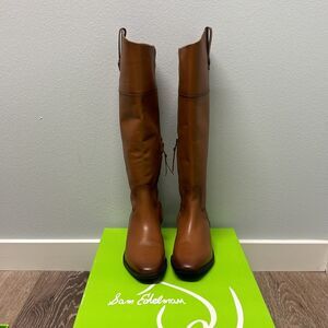 NIB Sam Edelman Drina Whiskey Leather Brown Knee High Riding Boots